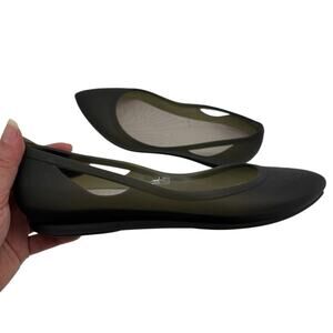 Crocs Rio Pointed Toe Womens Shoes Sz 10 Olive Jelly Flats Minimalist Corpcore